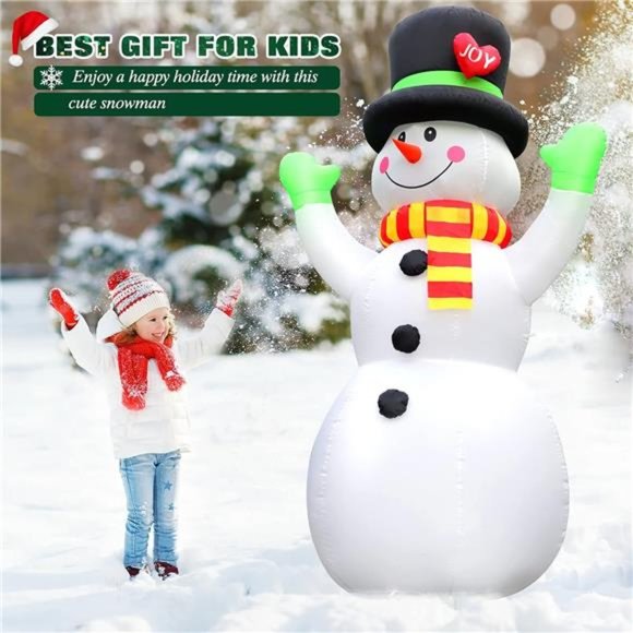 7 FT Christmas Inflatables Giant Snowman Outdoor Decorations, Blow up Snow Man - Picture 3 of 6